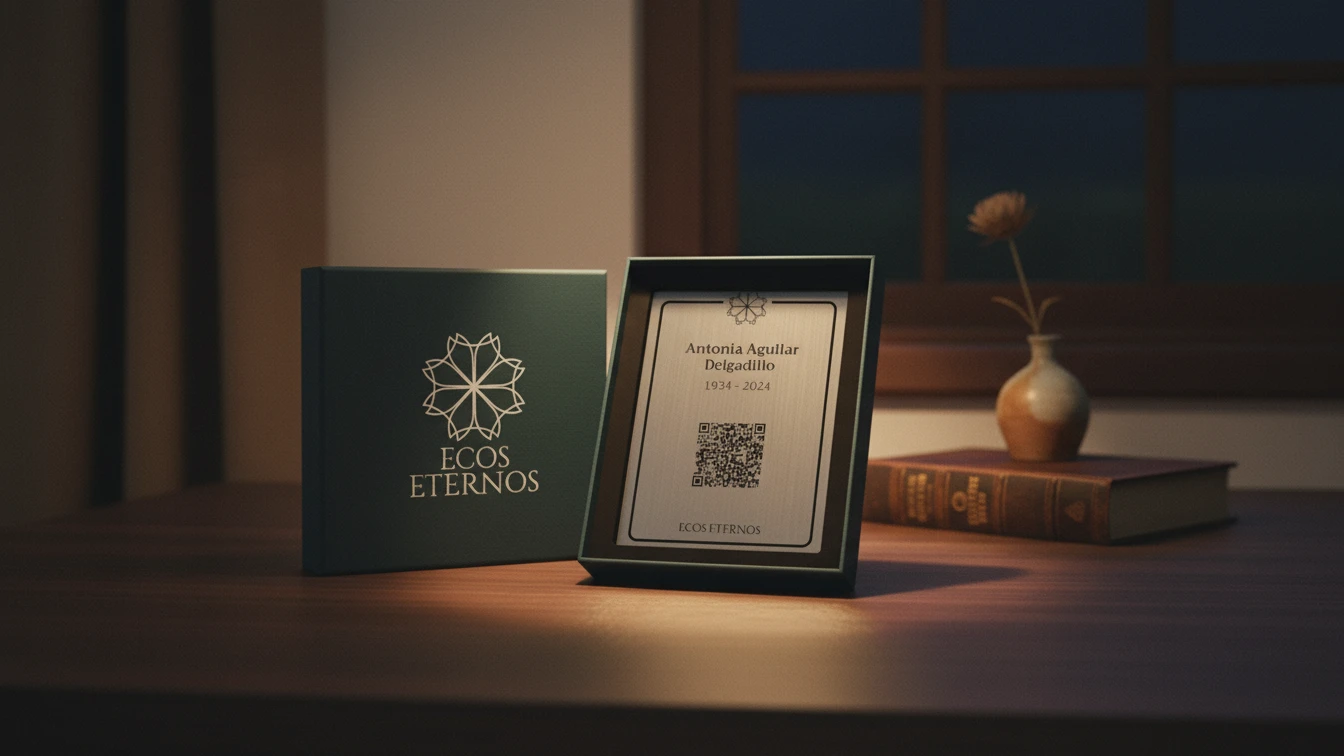 Ecos Eternos placa conmemorativa en caja